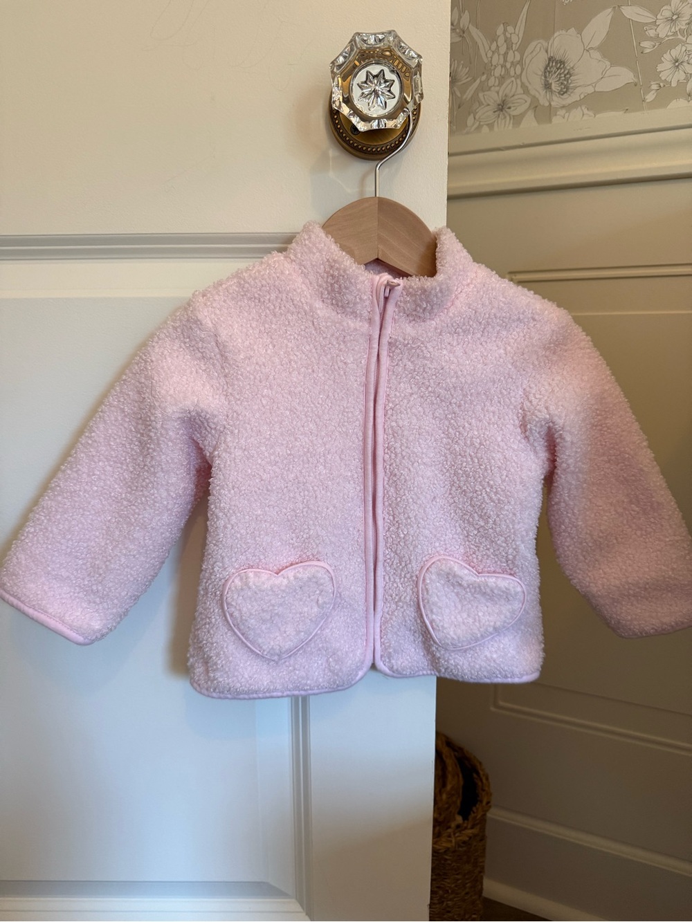 cloud island Light Pink Sherpa Jacket with Heart Pockets